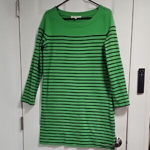 JONES NWW YORK SPORT WOMEN DREES GREEN WITH BLUE STRIPS